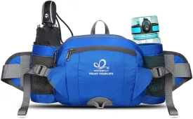 WATERFLY Fanny Pack Waist Bag: Fannie Pack 2 Water Bottle Holders Lumbar Belt Hiking Walking Running Jogging Camping Large Woman Man (Bottle Not Included